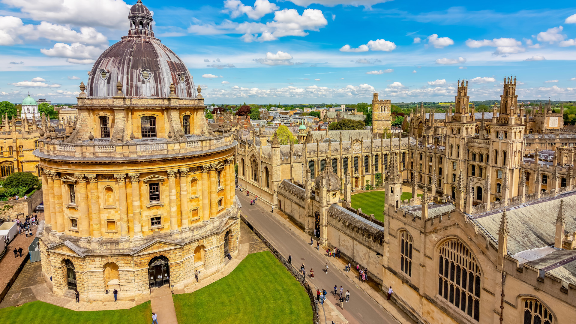 Oxford cityscape with Radcliffe Camera and All Souls college, UK