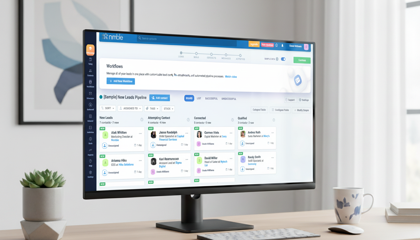 screenshot of Nimble CRM on a desktop computer