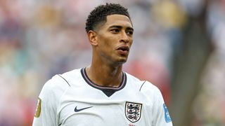 Jude Bellingham #10 of England looks on during the FIFA World Cup 2026 Group L match between England and Ghana at Boston Stadium on June 23, 2026 in Foxborough, Massachusetts