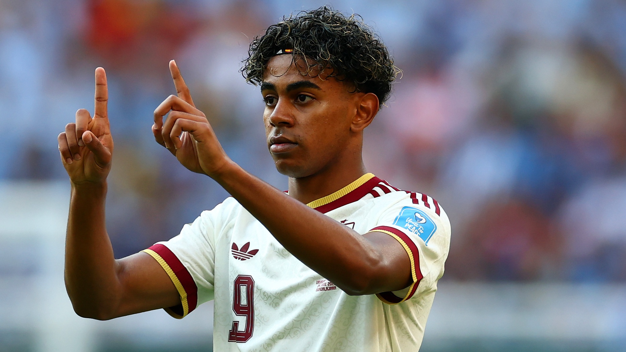 Lamine Yamal of Spain gestures during the FIFA World Cup 2026 Group H match between Uruguay and Spain at Guadalajara Stadium on June 26, 2026 in Guadalajara, Mexico