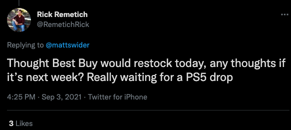 PS5 restock question sent to Matt Swider