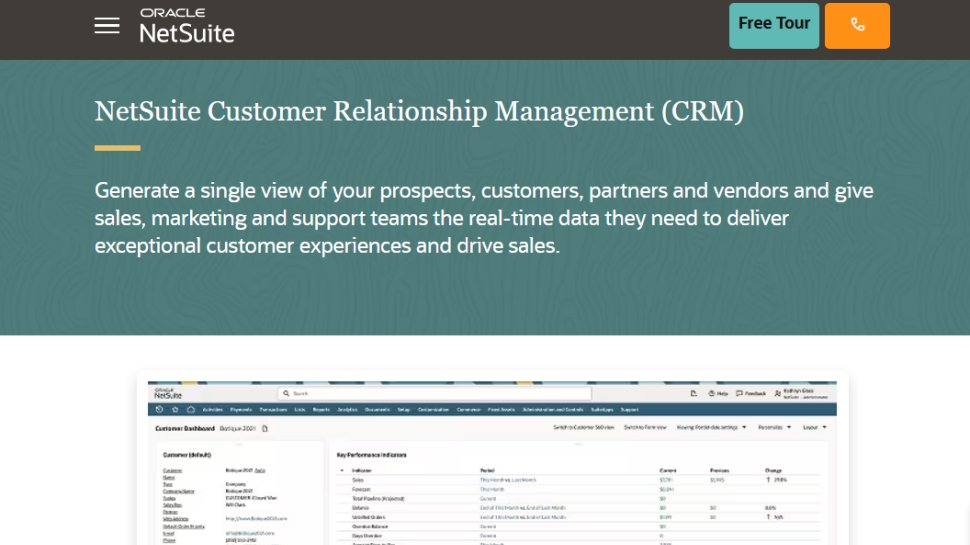 Website screenshot of NetSuite CRM (November, 2025)