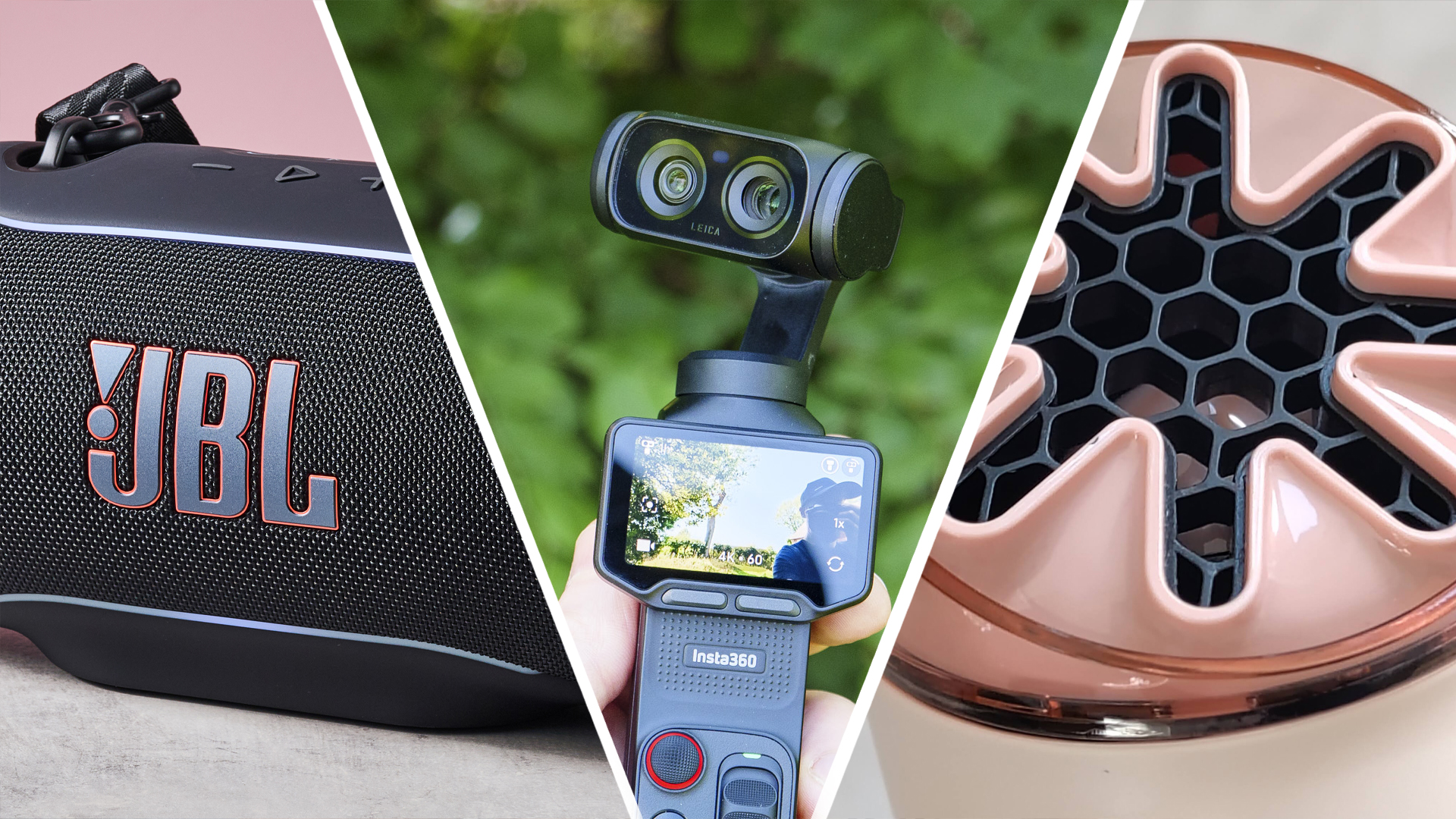 Dyson fan, Insta360 camera, and JBL speaker