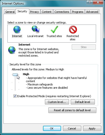 Internet options