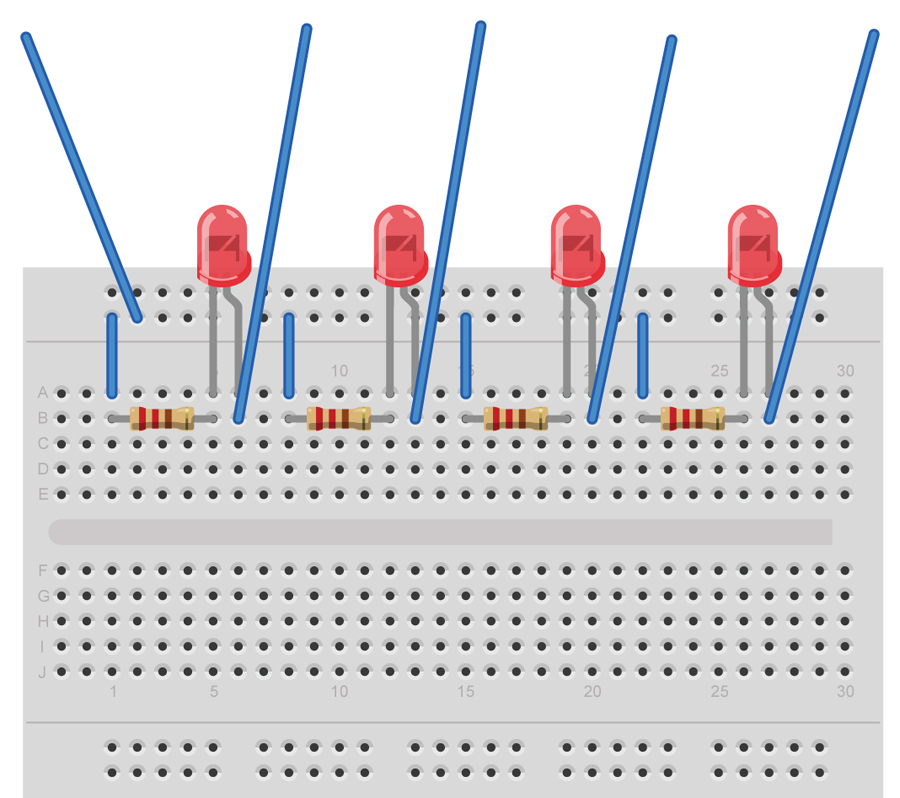 Figure 1: this shows how half of the LEDs are wired up. The additional ones are added in exactly the same manner