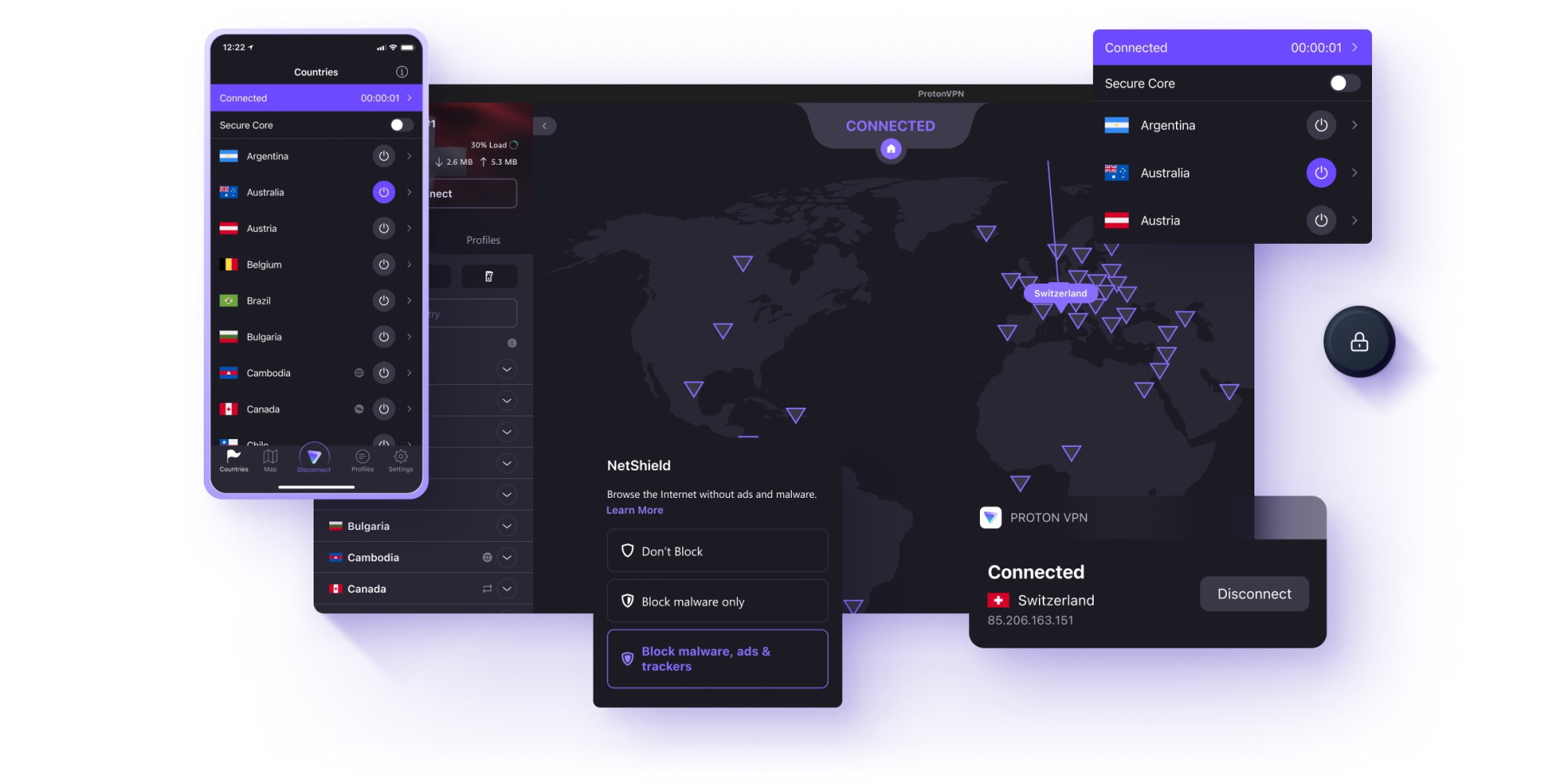Proton VPN across devices including desktop and smartphone