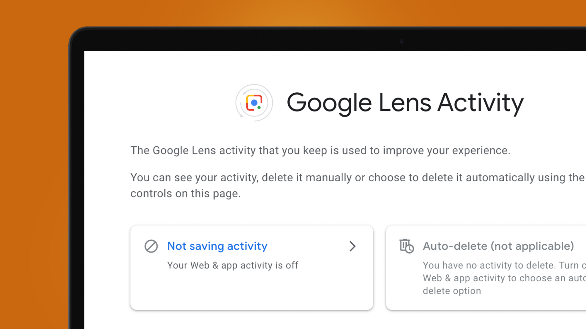 A laptop screen showing Google privacy controls