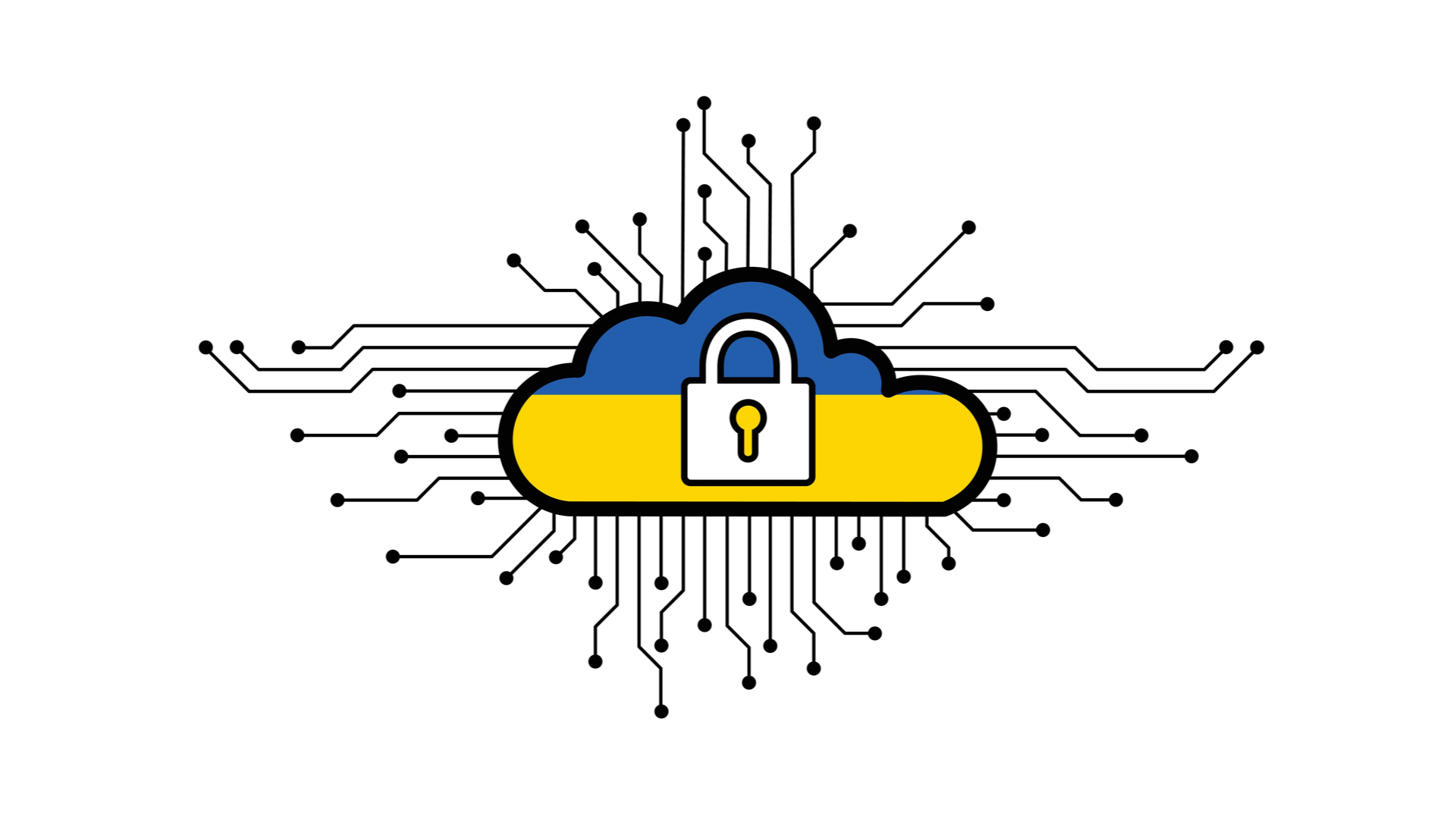 Ukraine VPN cloud symbol with Ukrainian flag
