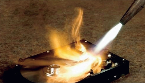 One rather dramatic way to be certain data has been erased. For the sake of safety, it might be better to consider secure erasing tools before reaching for a blowtorch