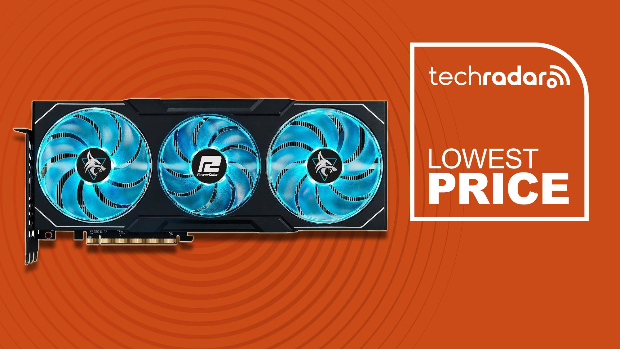 black and blue gpu against orange background