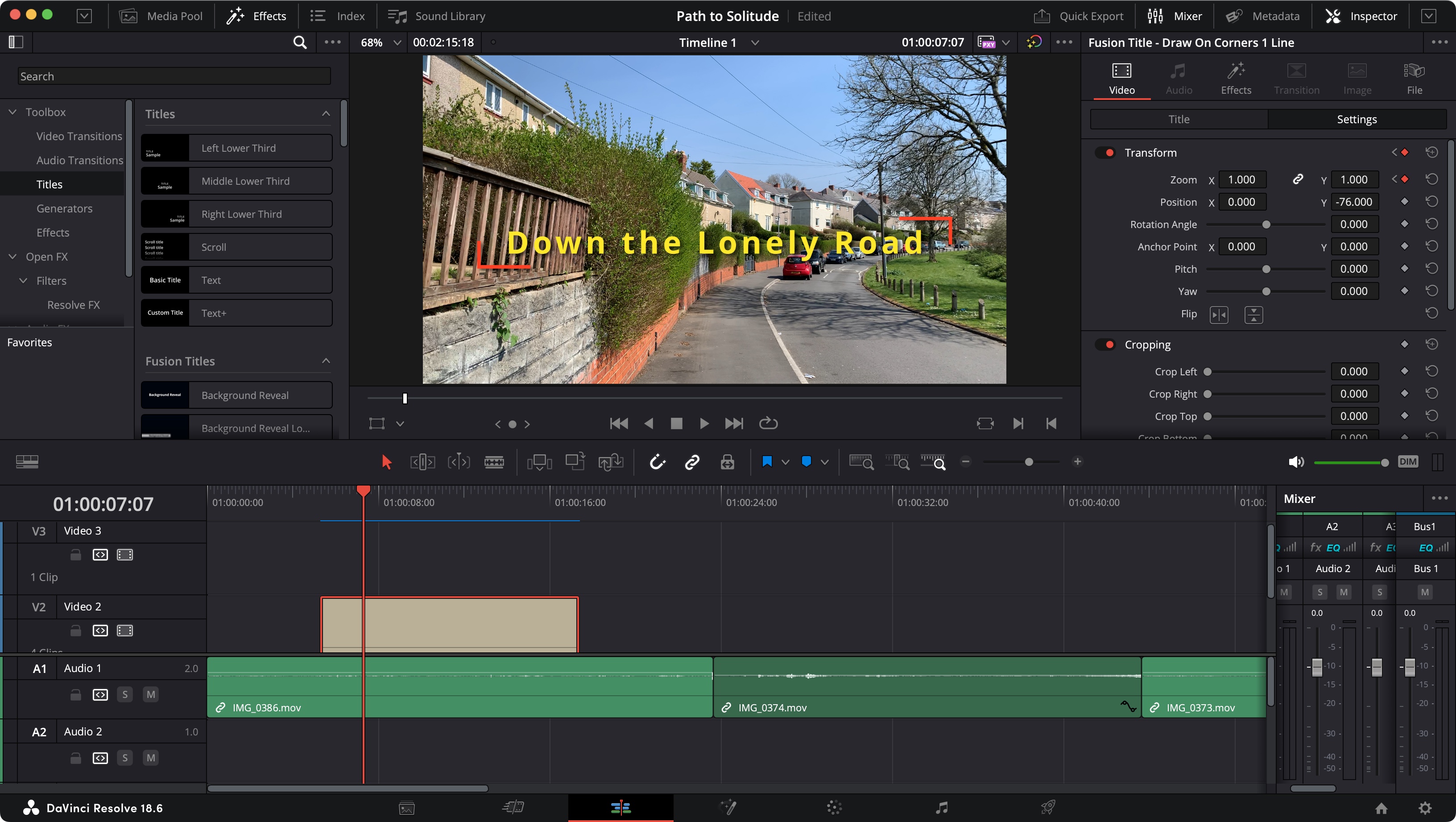 Adding text in free video editor DaVinci Resolve