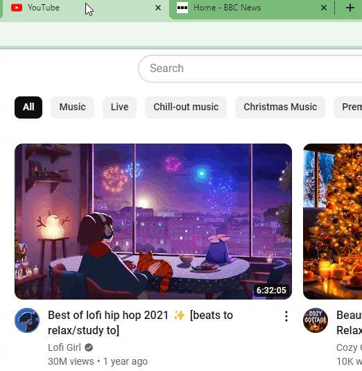 Google Chrome browser tabs navigation