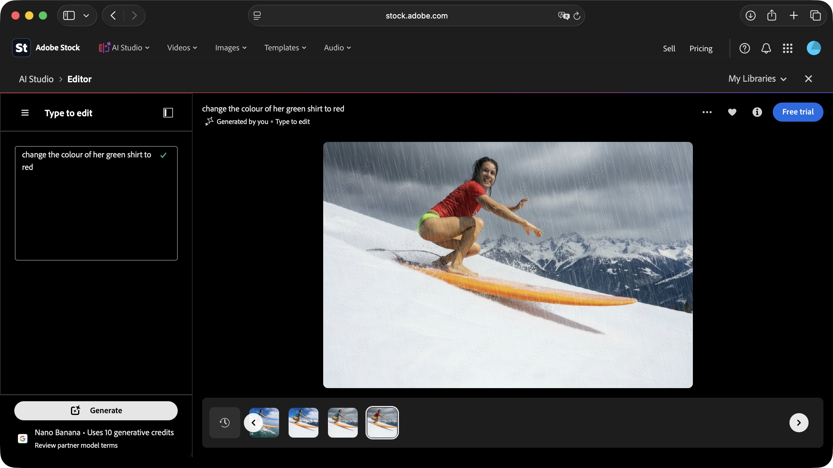 Using Adobe Stock AI Studio to test the features and tools on a Mac