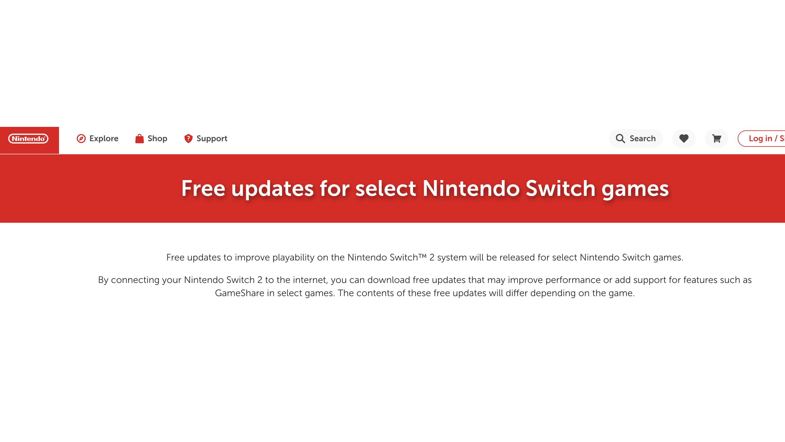 Free Updates for Select Switch Games