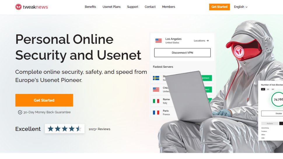 Website screenshot of TweakNews (December, 2025)