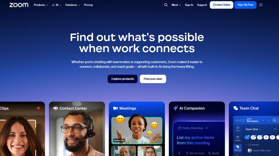 Website screenshot of Zoom (January, 2026)