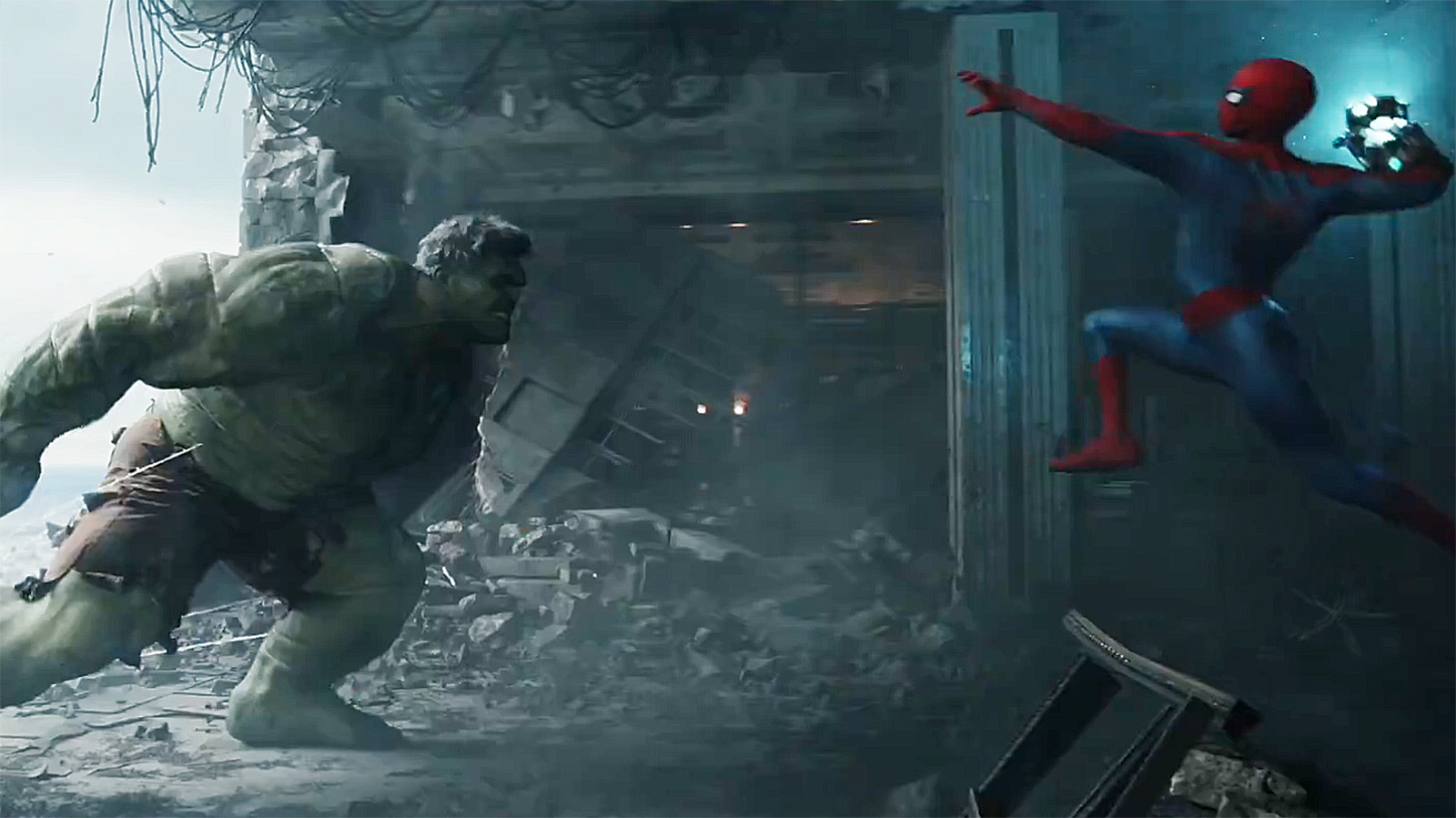 The Hulk bracing for an attack from Peter Parker in his superhero suit in Spider-Man: Brand New Day
