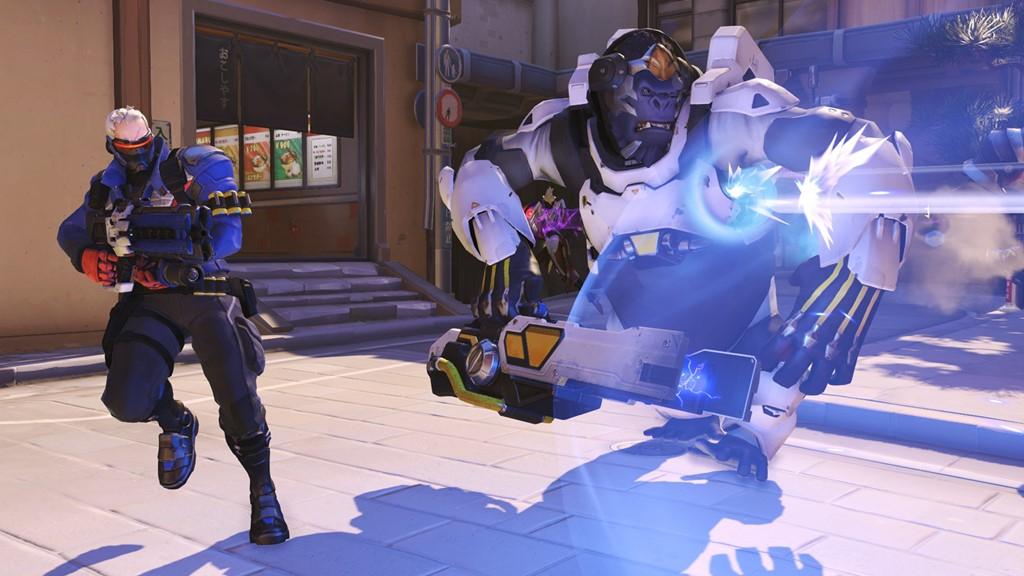 Overwatch 2 Soldier 76 running past Winston