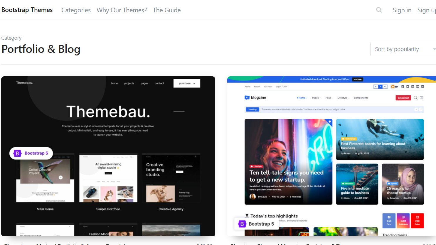 Bootstrap themes homepage
