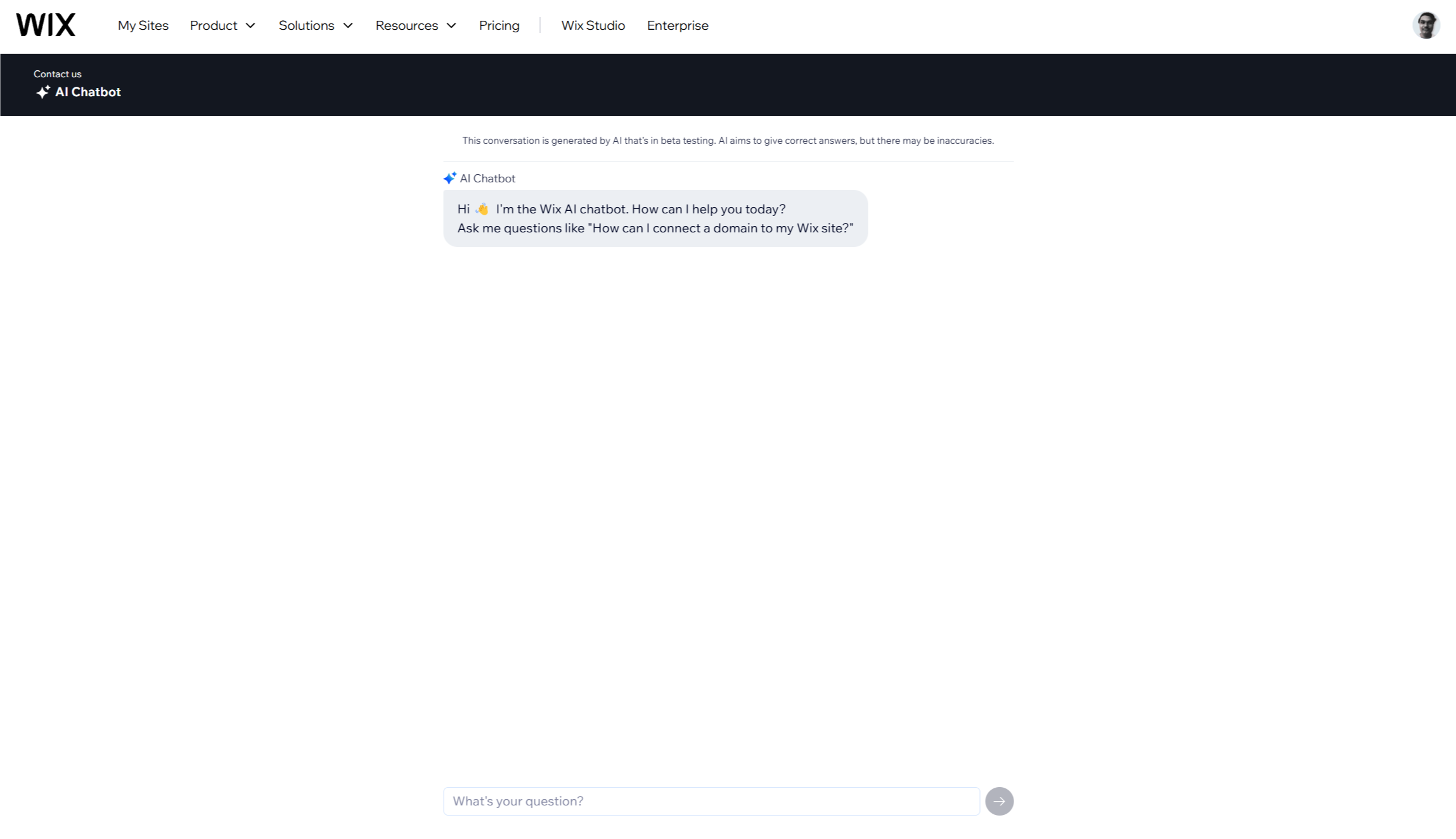 Wix support chatbot