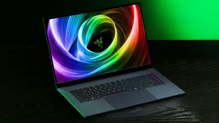 A Razer Blade 16 on a desk