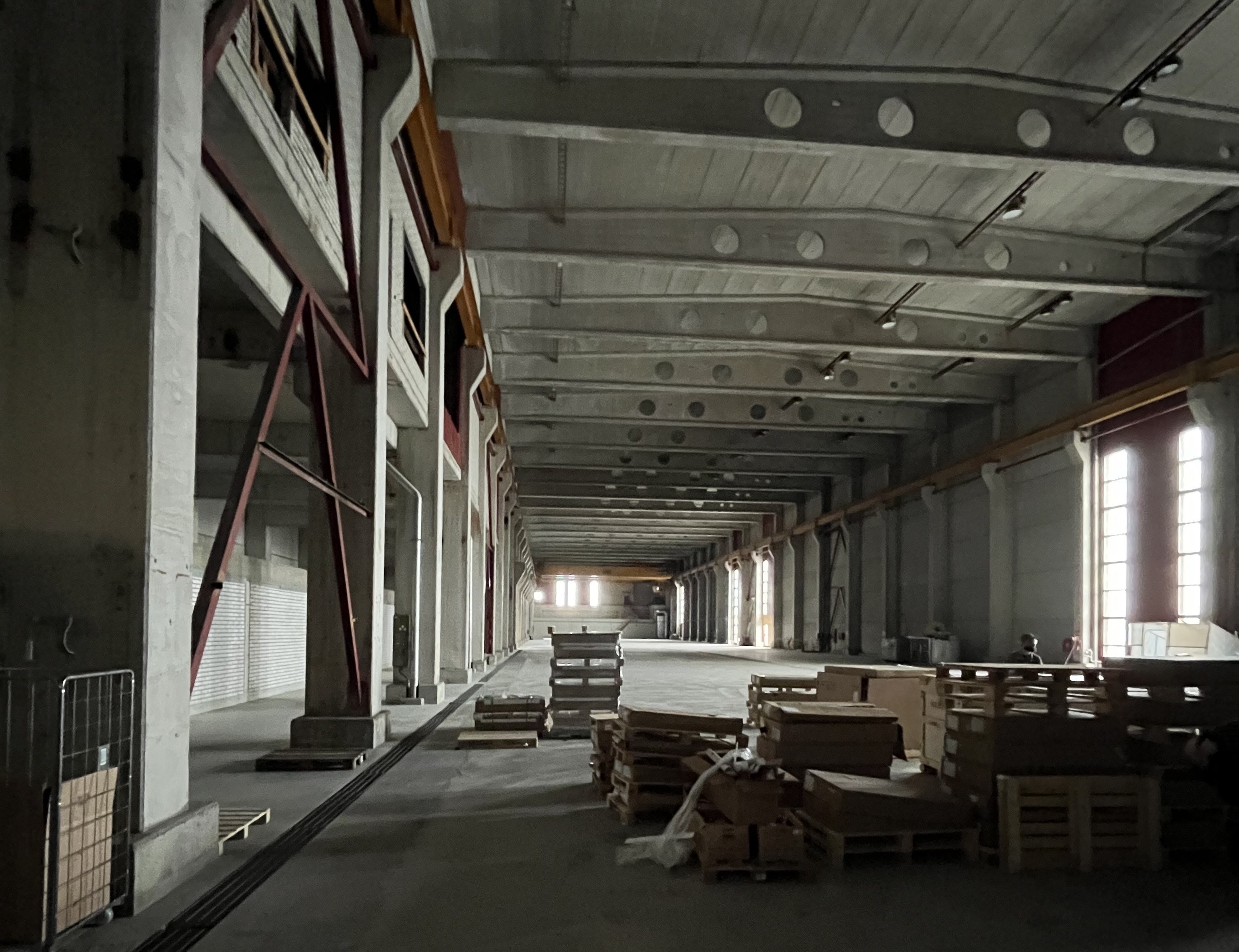 Inside an empty warehouse