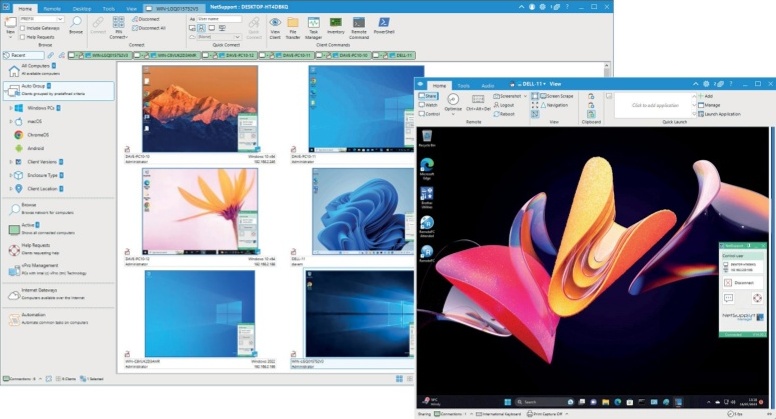 Desktop screenshot of the NetSupport Manager control console