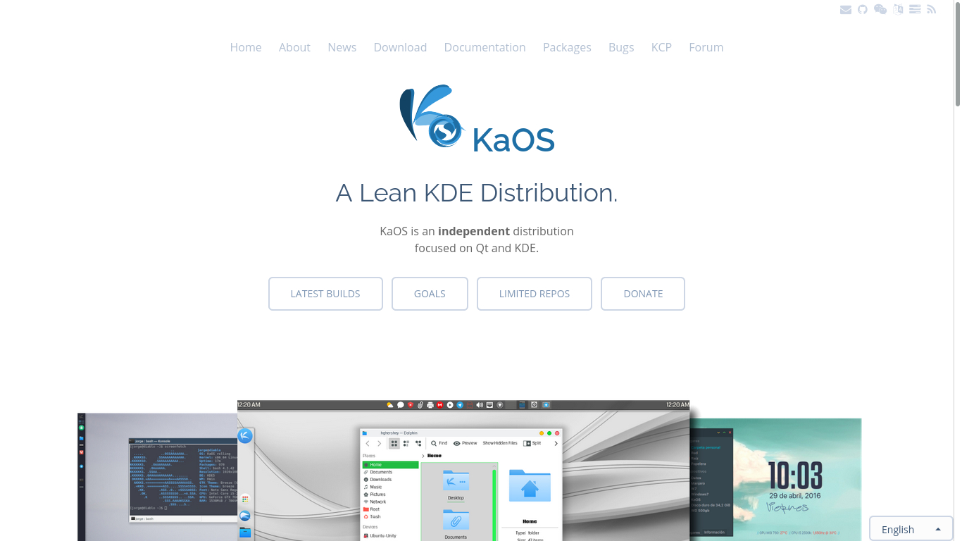 screngrab of KaOS' website