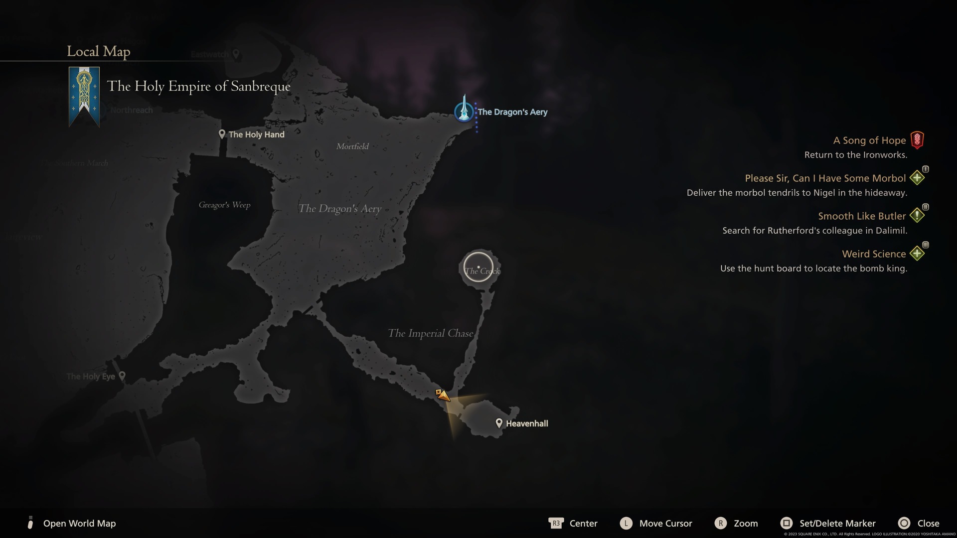 The location of a Bomb King enemy shown on the Final Fantasy 16 map