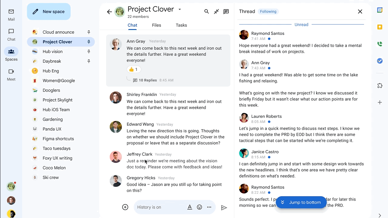 Google Chat threads