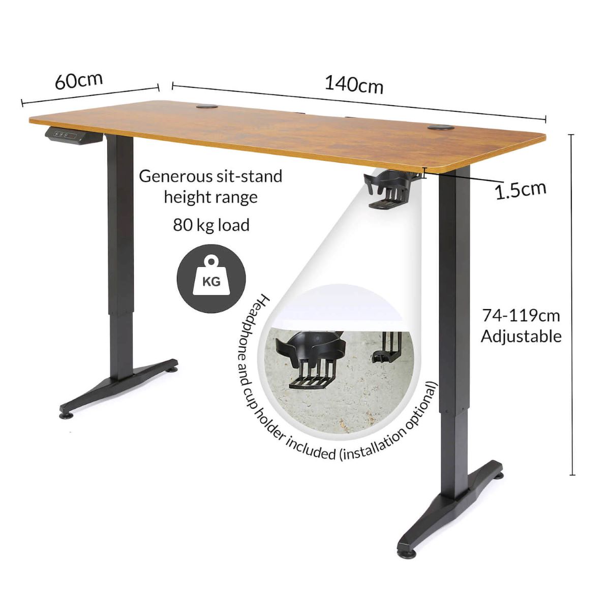 EZ Air Standing Desk Review | Walnut 140 x 60 | 80kg | Height 74 &amp;ndash;119 cm