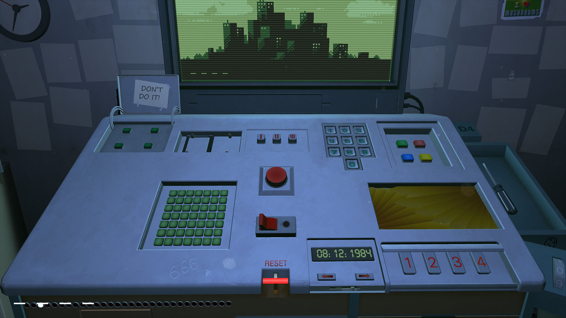 The panel in Please, Don't Touch Anything filled with dials and buttons to press... or not