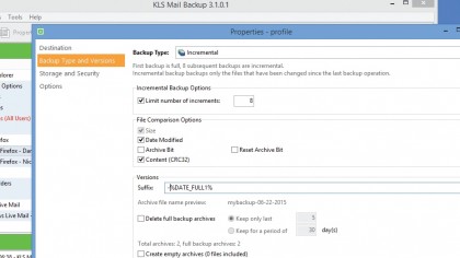 6. Set incremental backup