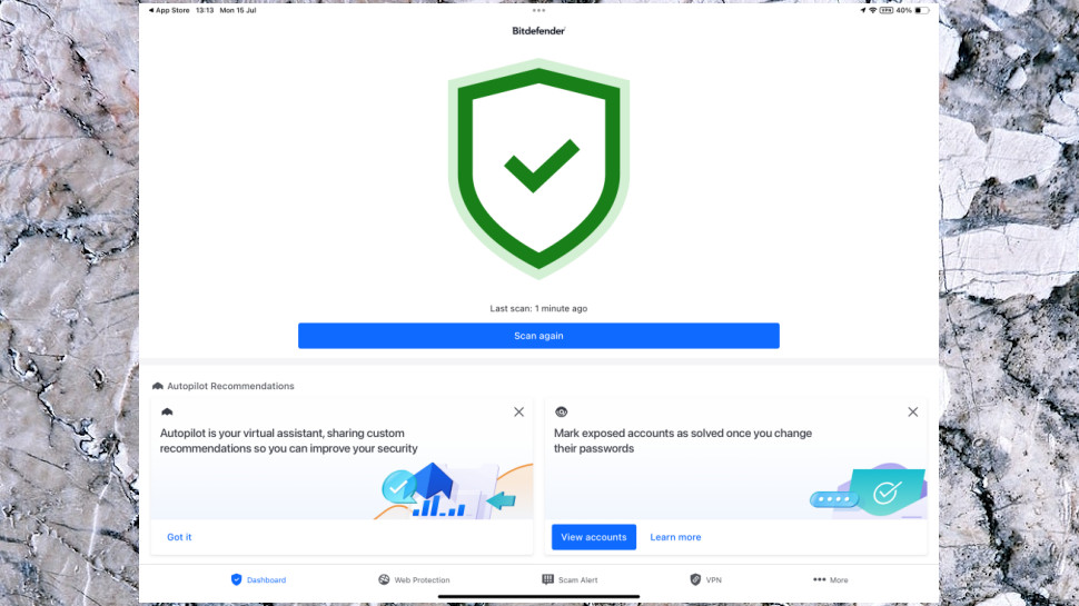 Bitdefender Mobile Security for iOS interface