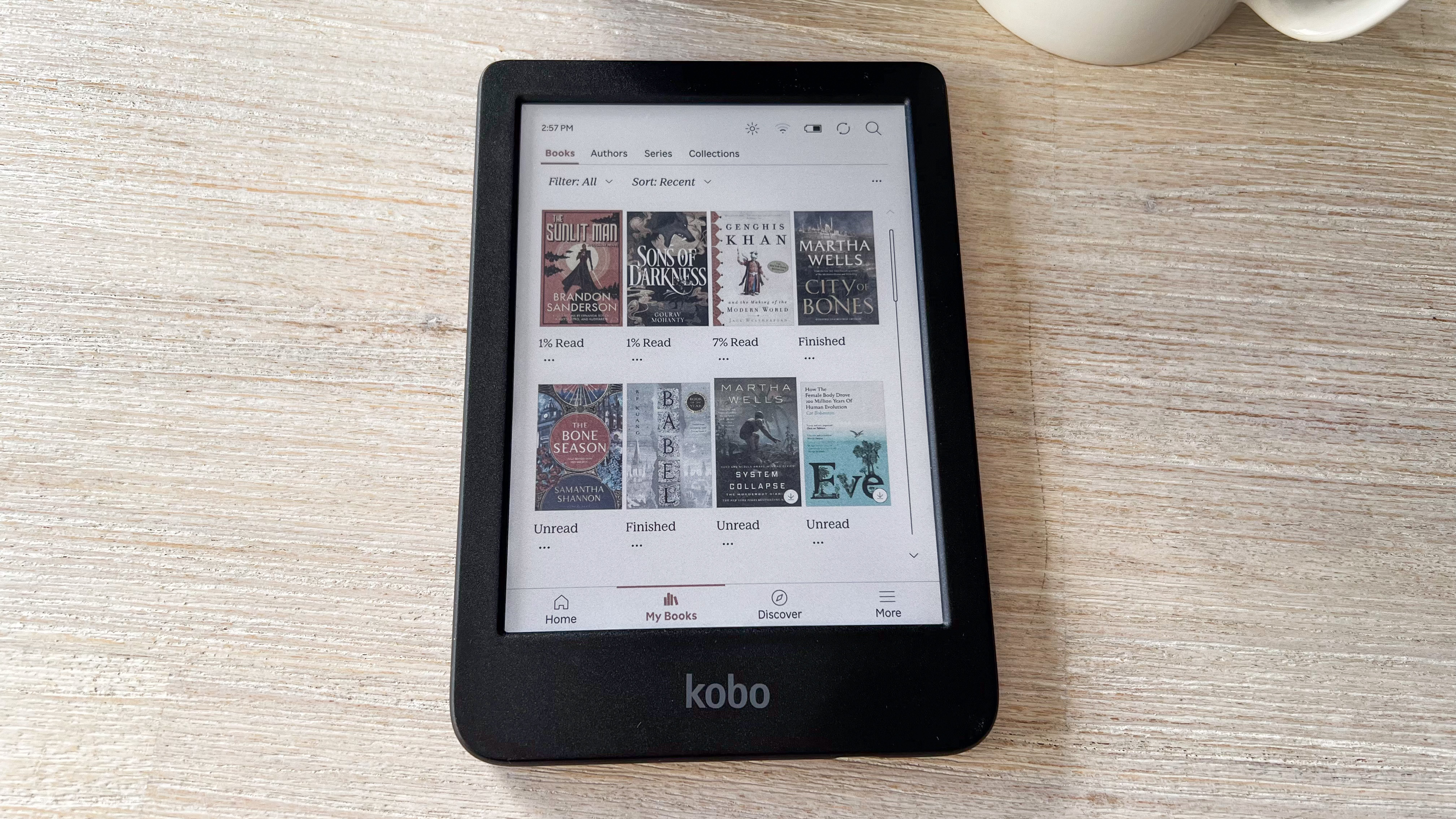 Home screen on the Kobo Clara Colour