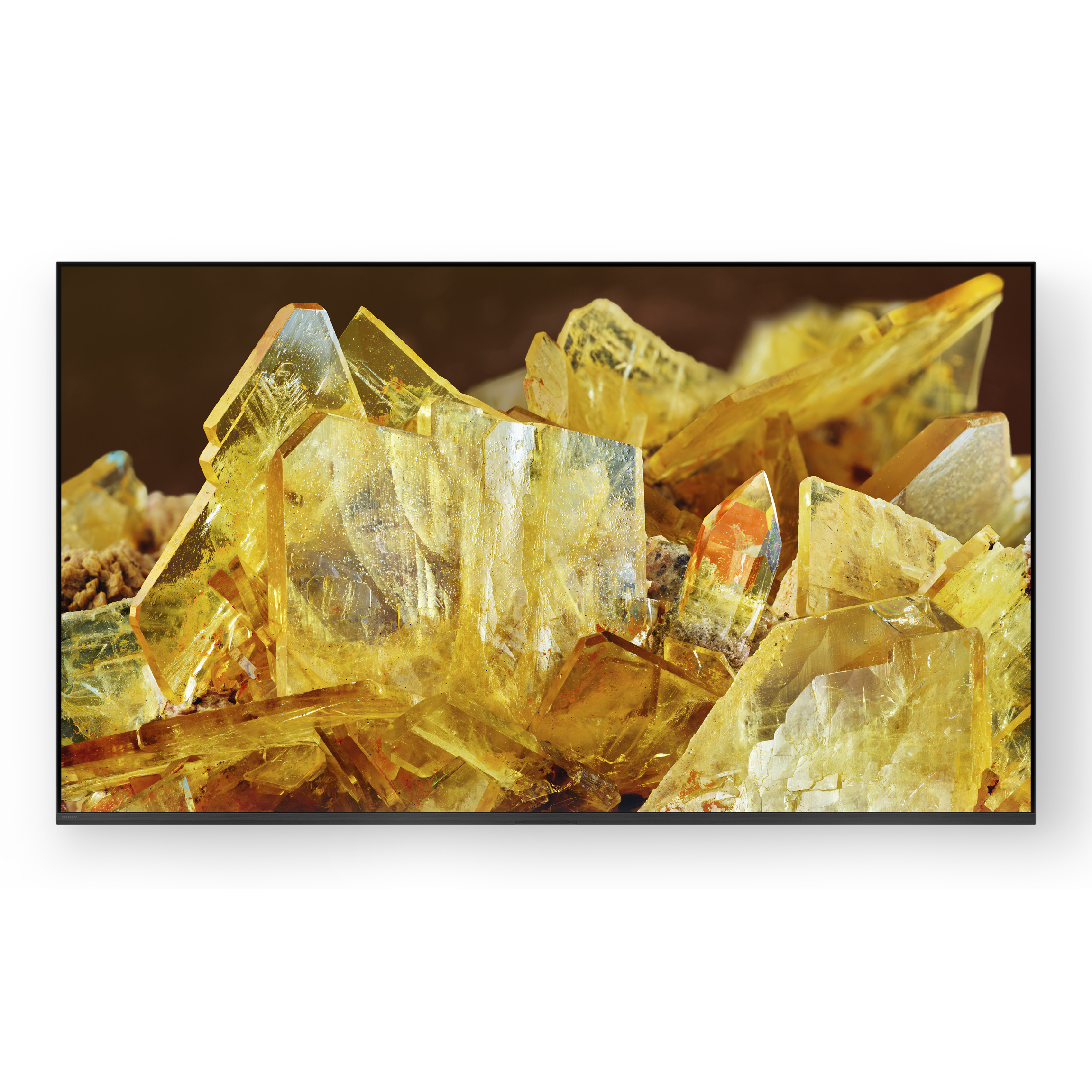 The Sony x90l displaying an abstract yellow crystal pattern