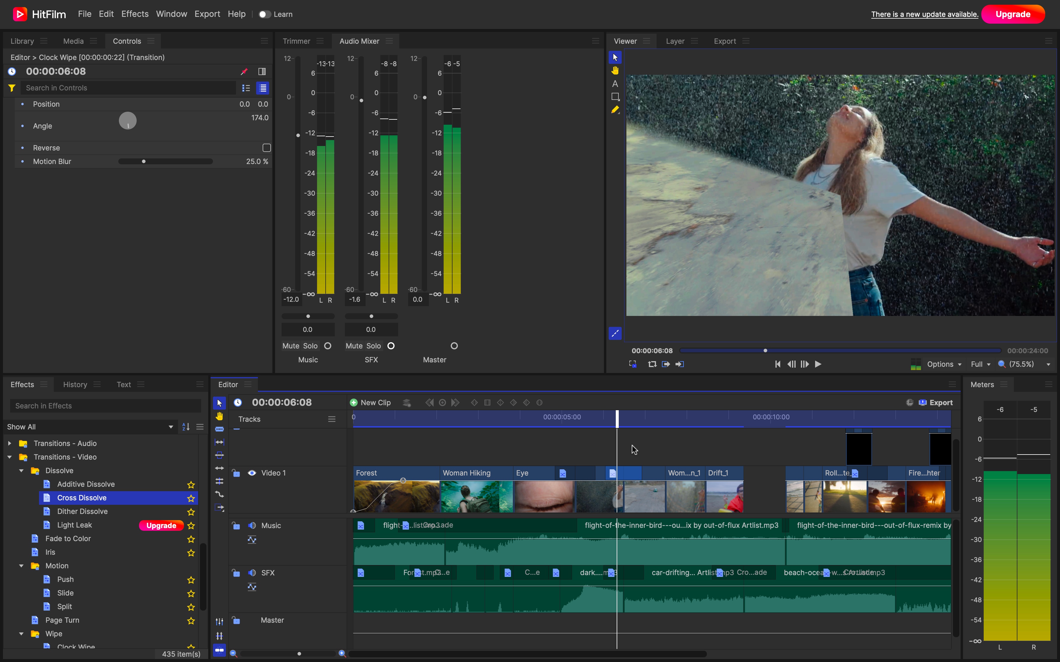 Looking at how to add video transitions in HitFilm video editor
