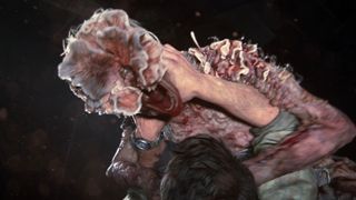 The Last of Us Part 1 multiplayer - a clicker tries to make a snack out of Joel