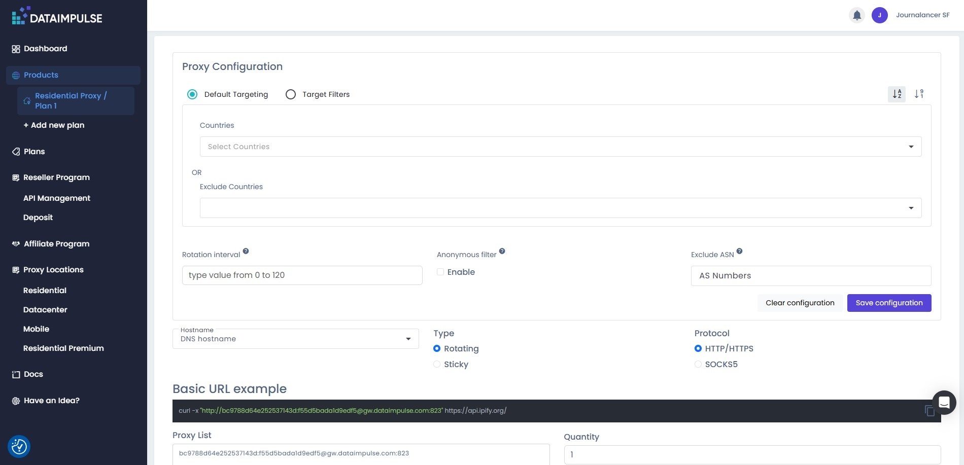 DataImpulse configuration