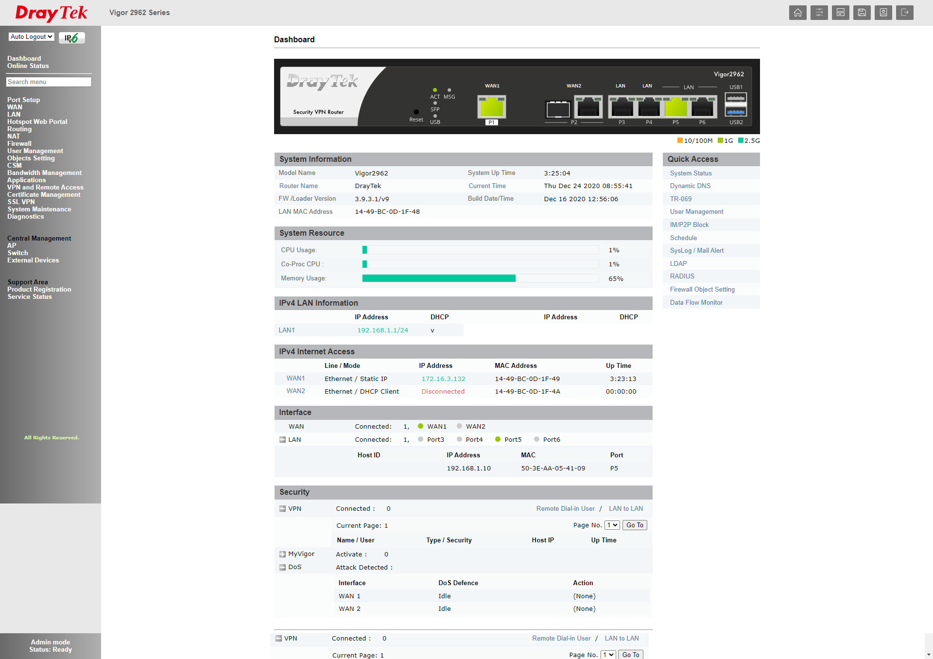 DrayTek Vigor2962P dual WAN router