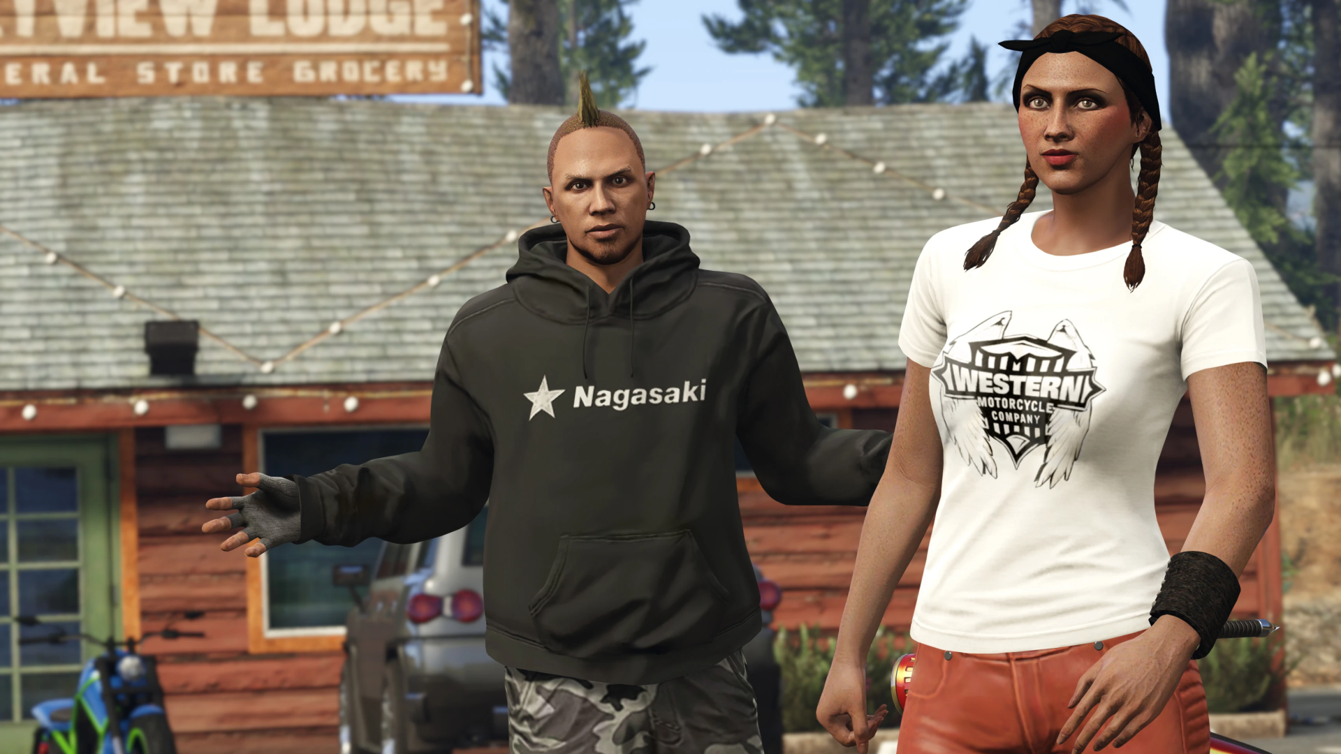 A Grand Theft Auto Online screenshot showing in-game characters.