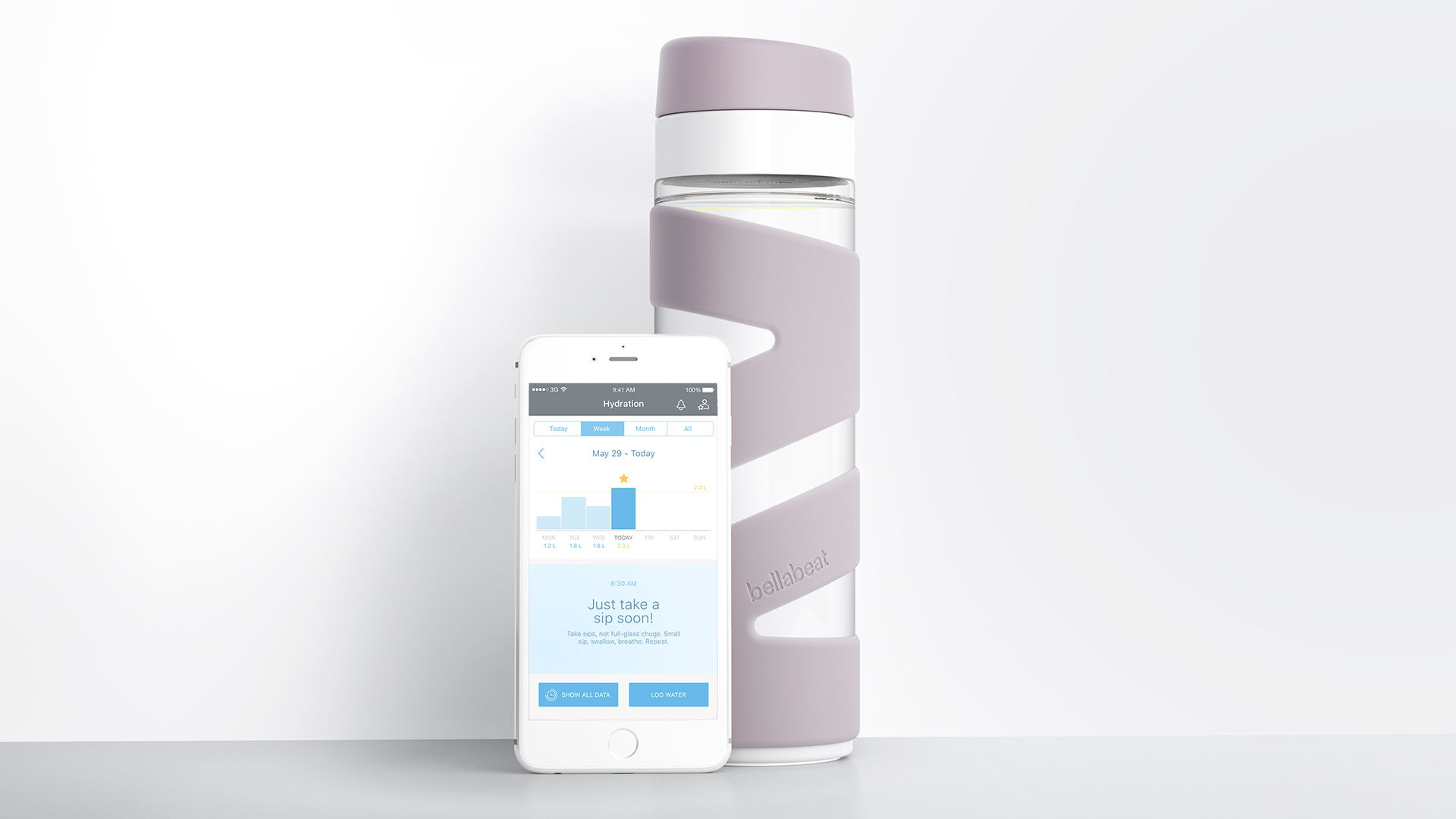 Bellabeat Spring calculates the optimal amount of water for your body. Image credit: Bellabeat