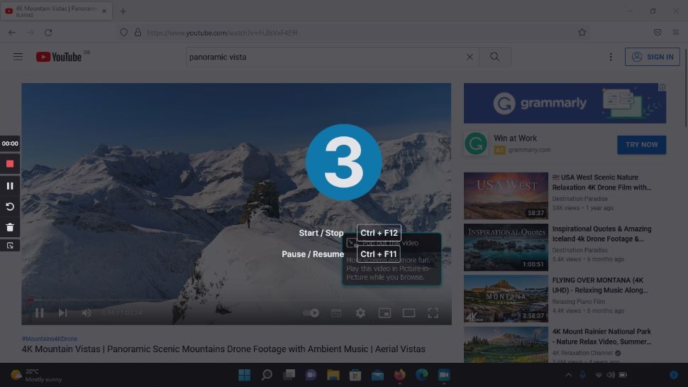 Screenshot of screen recorder FlashBack Express in action