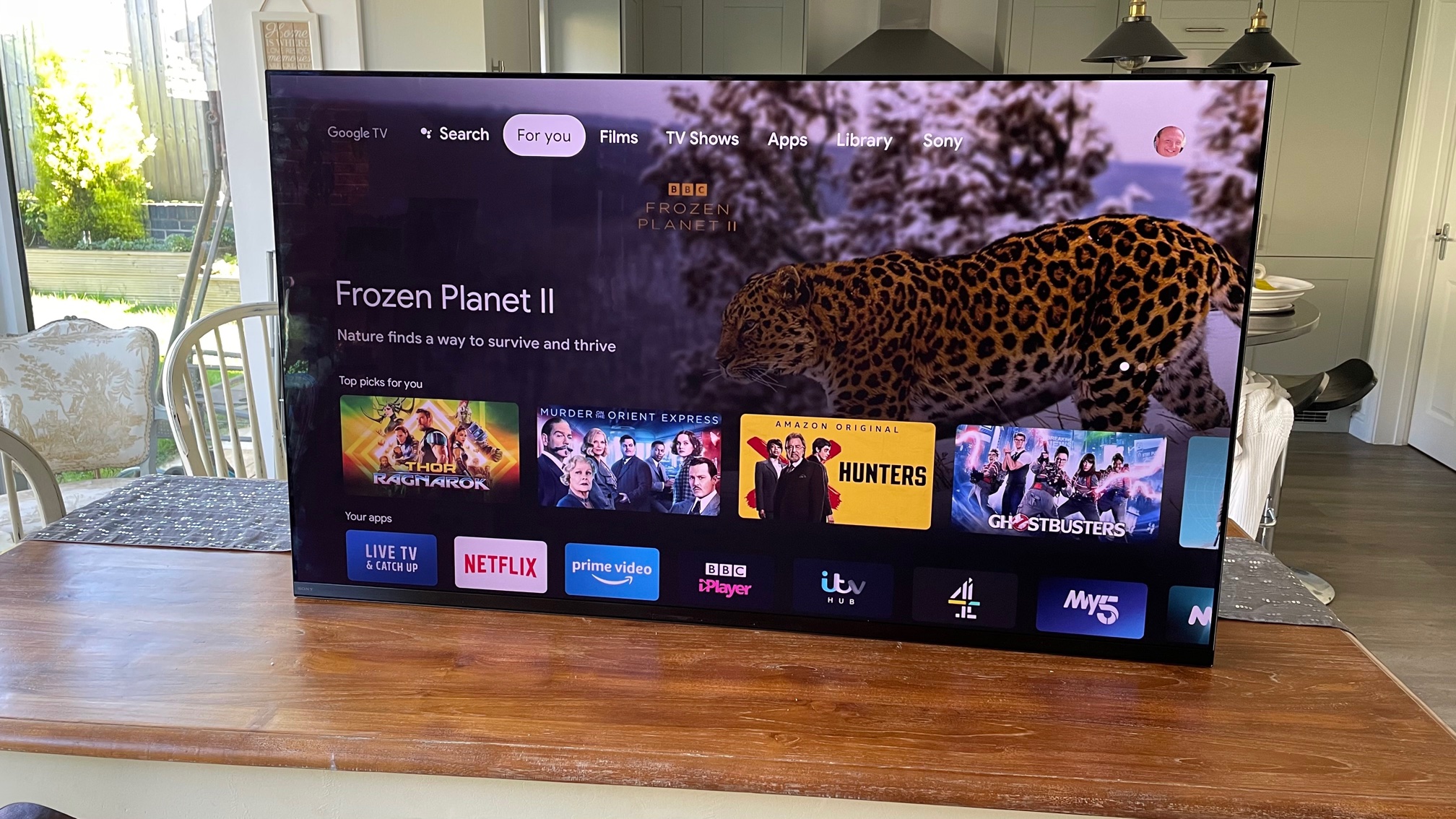 Sony A95K TV on table