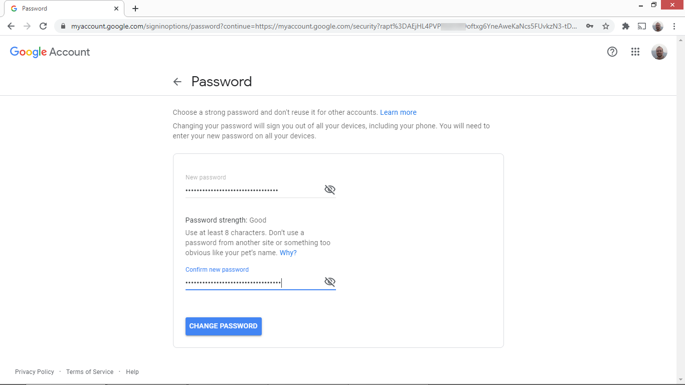 Google Chrome password