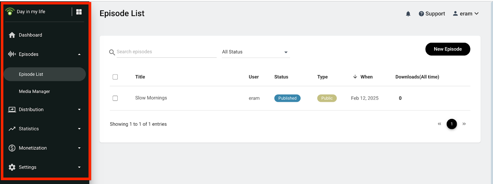 Podbean interface
