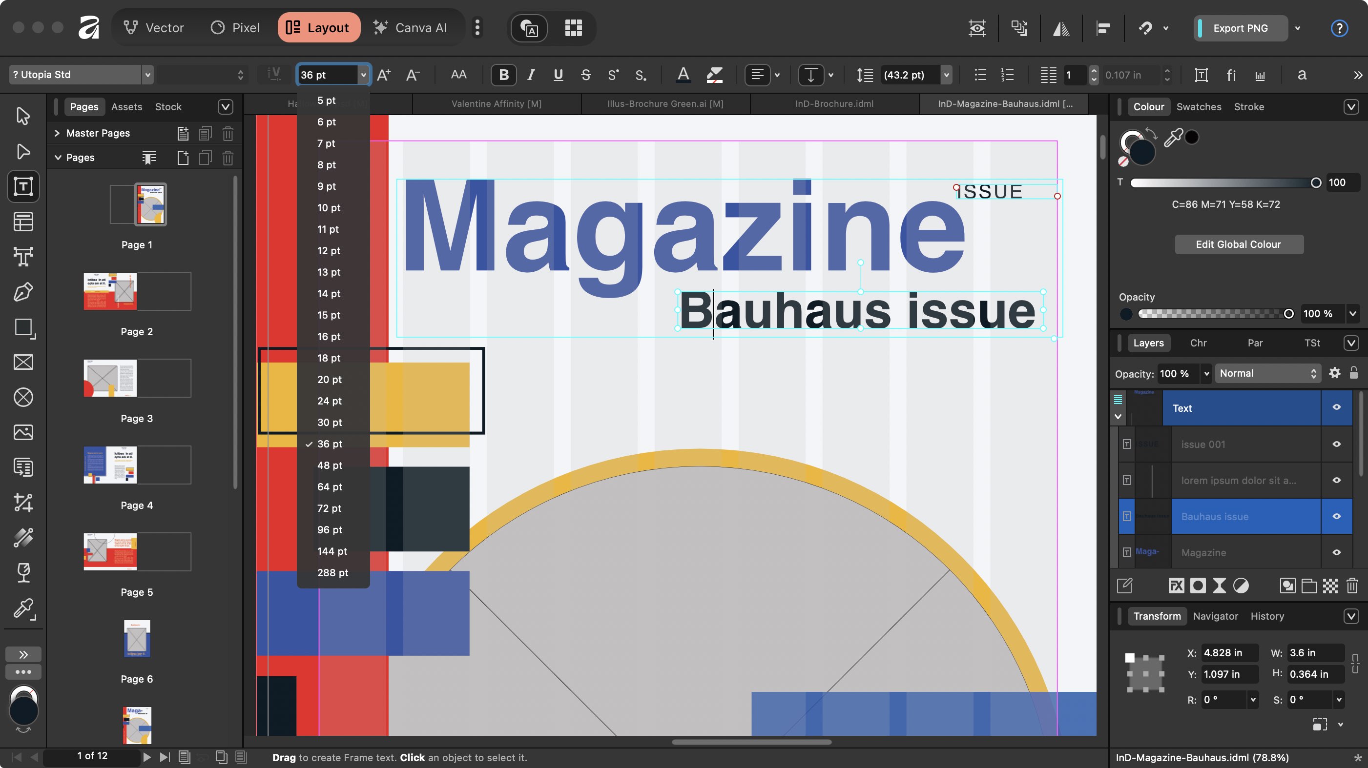 Using Affinity by Canva during our review, showing design tools in action