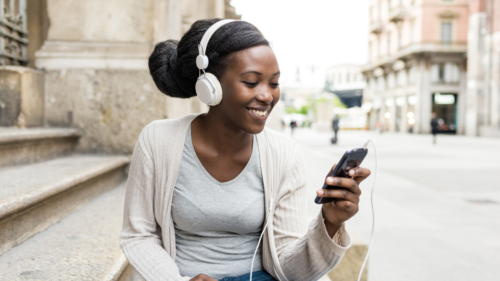 woman listening to music