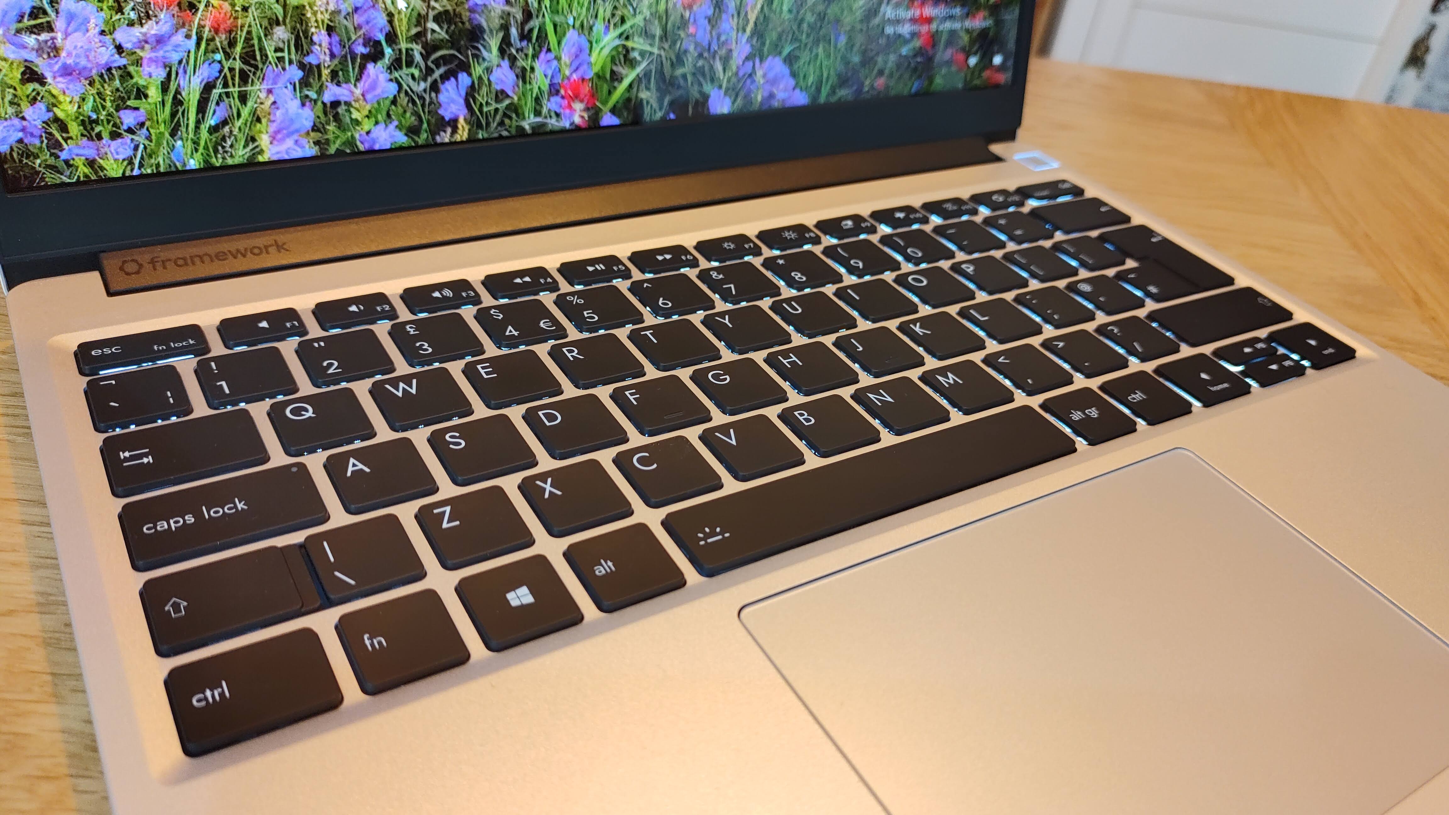 Framework Laptop DIY Edition on a wood desk