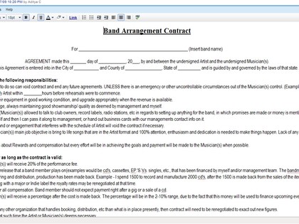 Band agreement contract